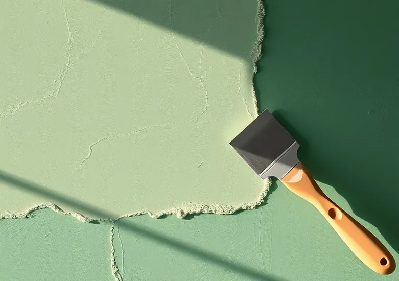 Application d'un enduit décoratif à la lisseuse sur un mur